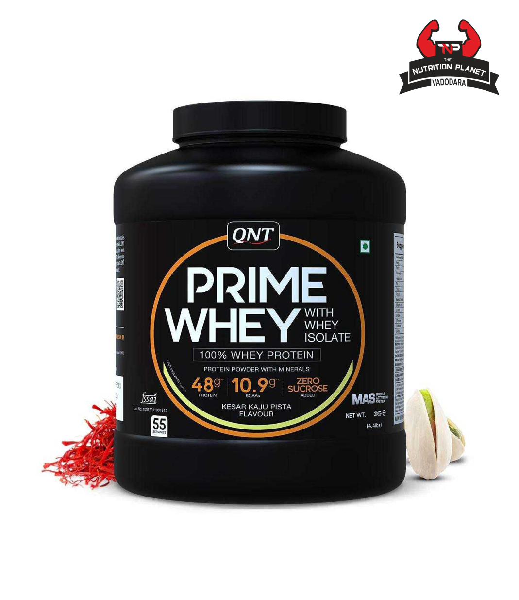 QNT Prime Whey, 100% Whey Protein with whey Isolate, 2kg 55 Servings (75% Protein, 10.9g BCAA, Zero Sugar) with official Authentic Tag